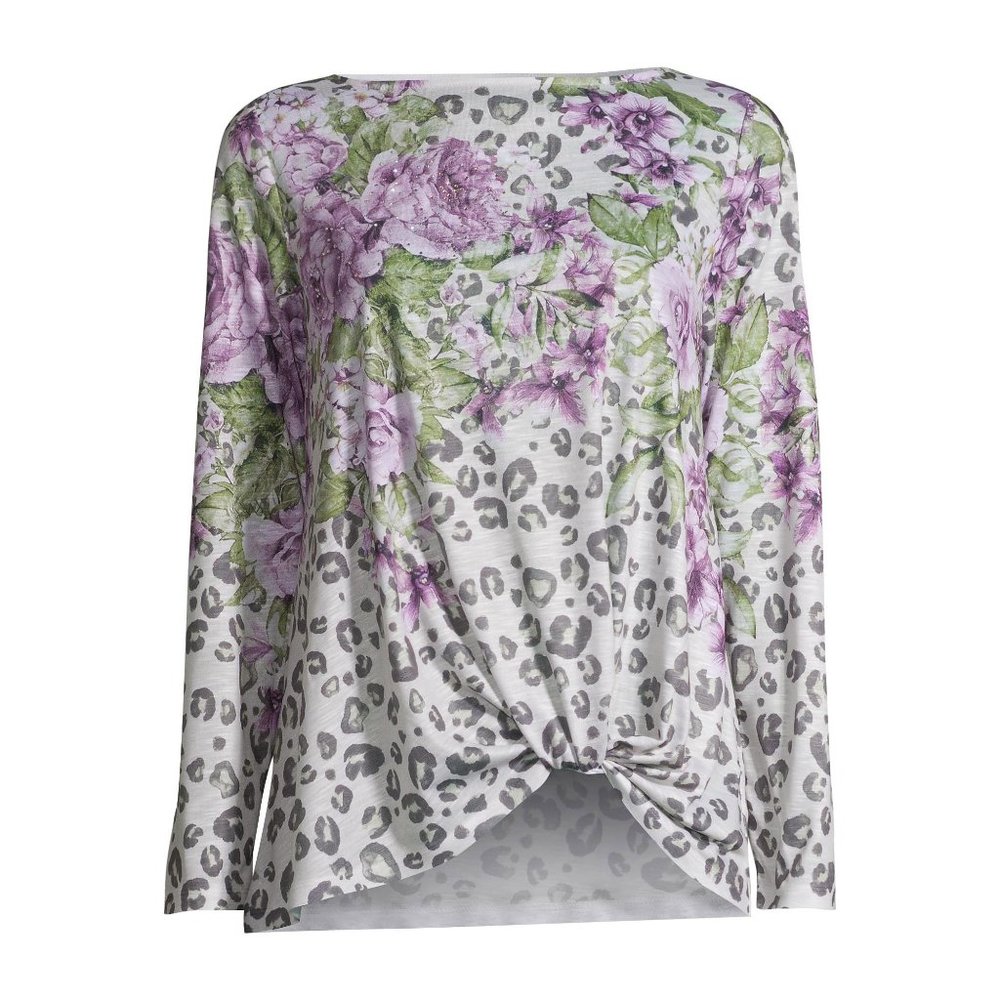 Time and Tru Women's Long Sleeve Front Twist Shirt